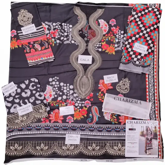 Combination Lawn CC5-21 | 3-Piece Embroidered Suit