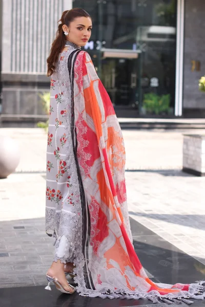 Back view of Charizma CC5-23 embroidered printed lawn shirt from Combination Vol-III 2025