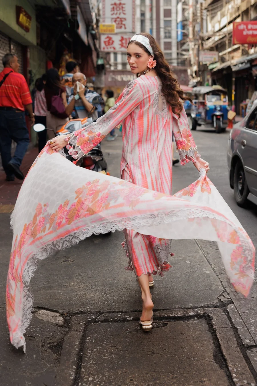 3-PC Embroidered Lawn CRB5-18 | Suit with Chiffon Dupatta & Cotton Trouser