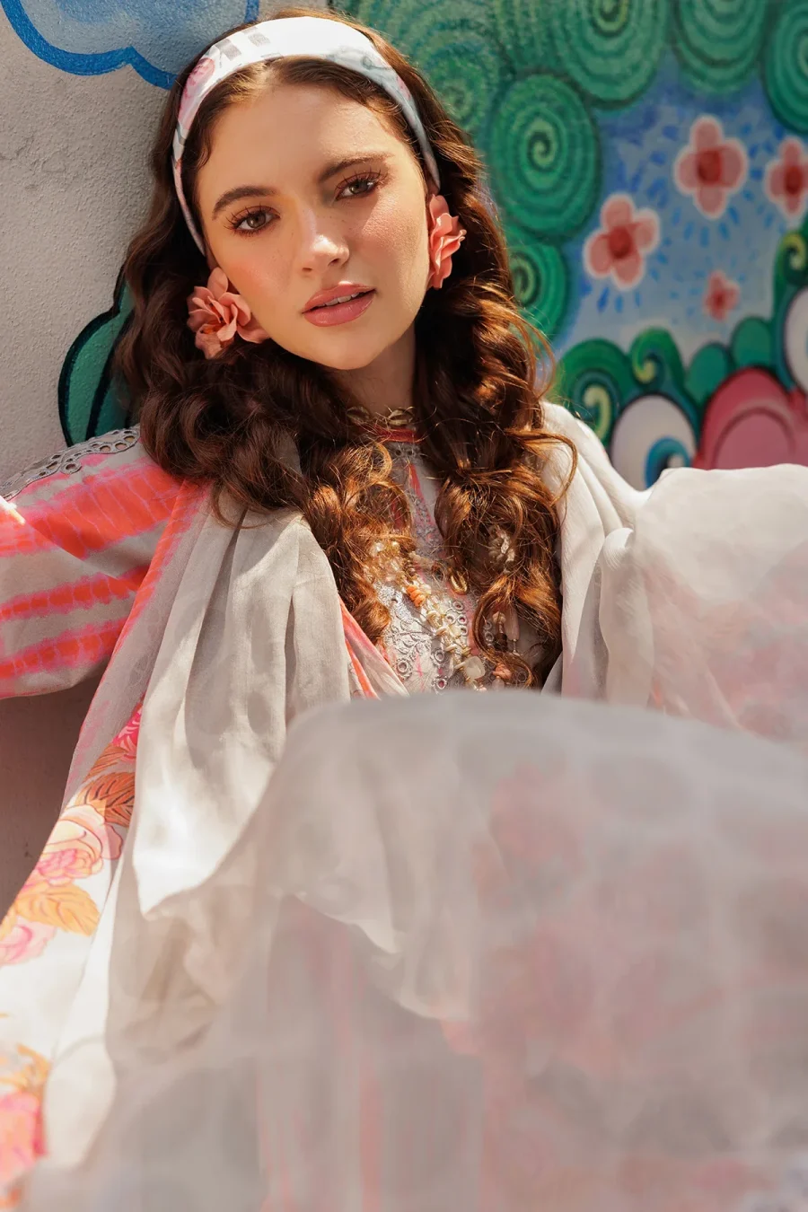 3-PC Embroidered Lawn CRB5-18 | Suit with Chiffon Dupatta & Cotton Trouser