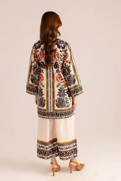 Back view of sublimation printed crepe shirt from ETHNC Printed Co-Ord Set 118