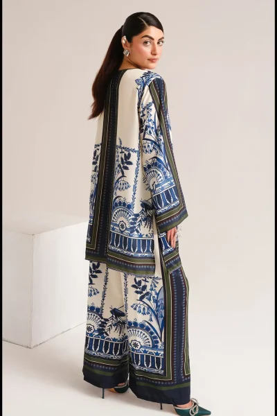 Back view of ETHNC Co-Ord Set 110 sublimation printed shirt and trouser – unstitched women’s outfit