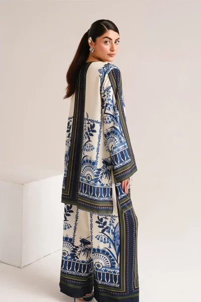 Back view of ETHNC Co-Ord Set 110 sublimation printed shirt and trouser – unstitched women’s outfit