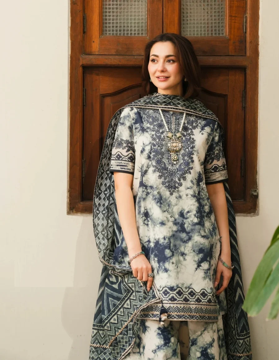 Luxury Lawn D-210 | Embroidered 3-Piece Unstitched Suit with Chiffon Dupatta