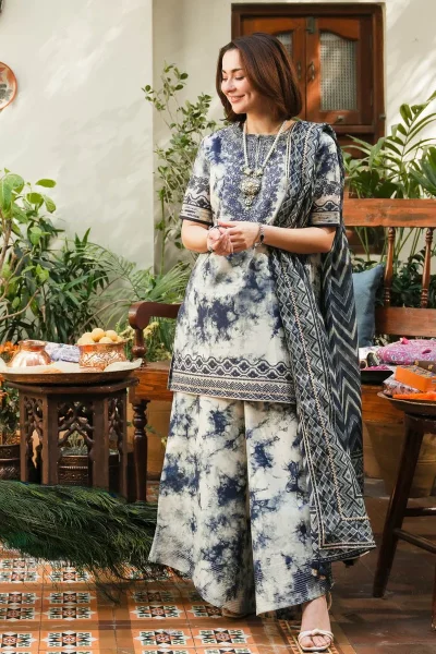 Luxury Lawn D-210 | Embroidered 3-Piece Unstitched Suit with Chiffon Dupatta