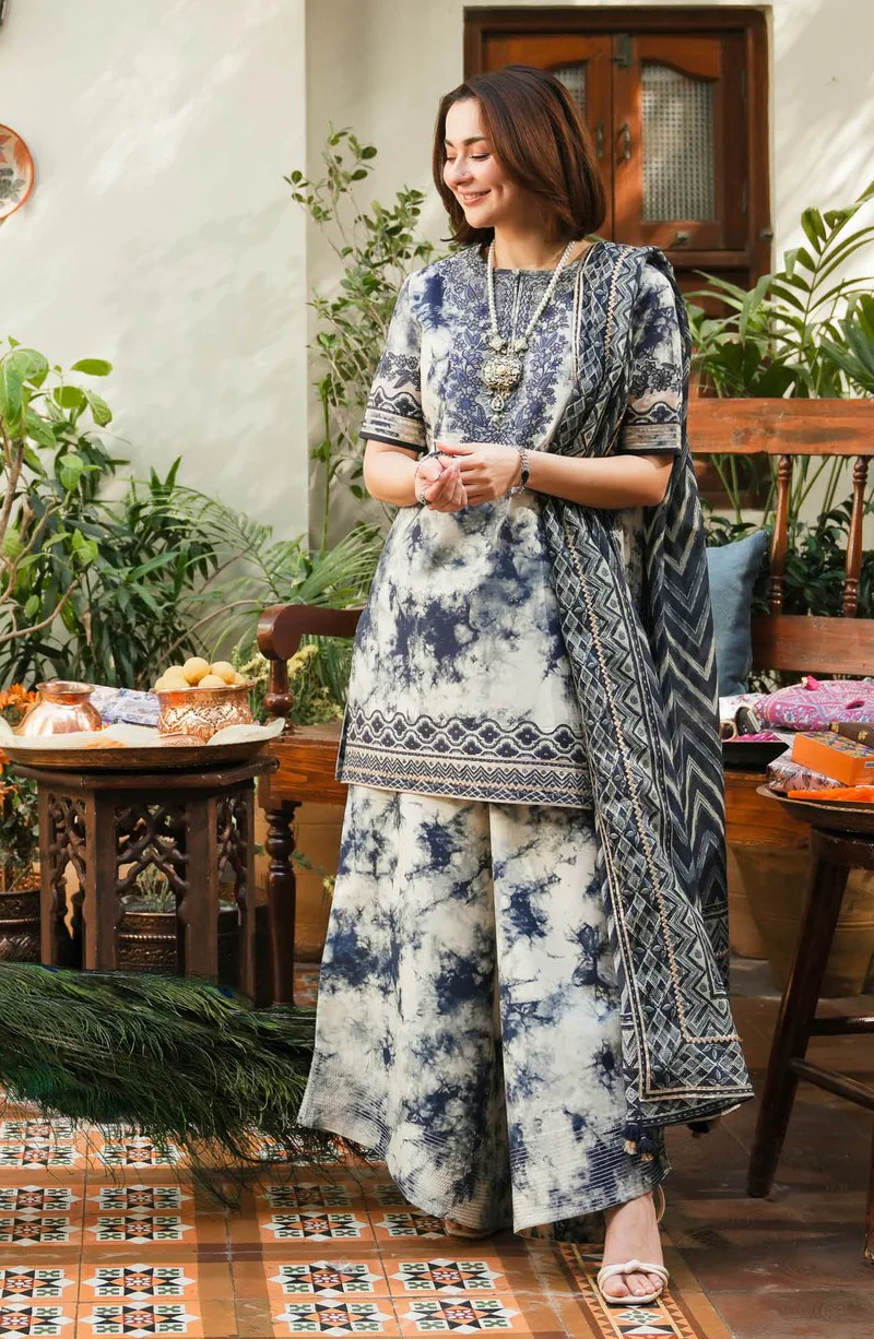 Luxury Lawn D-210 | Embroidered 3-Piece Unstitched Suit with Chiffon Dupatta